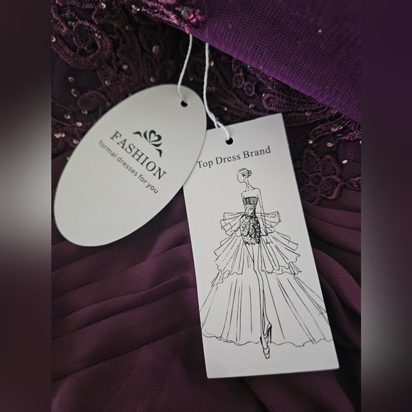 NWT Fashion Purple Formal Lace Beaded Dress Size 14 - Picture 8 of 8